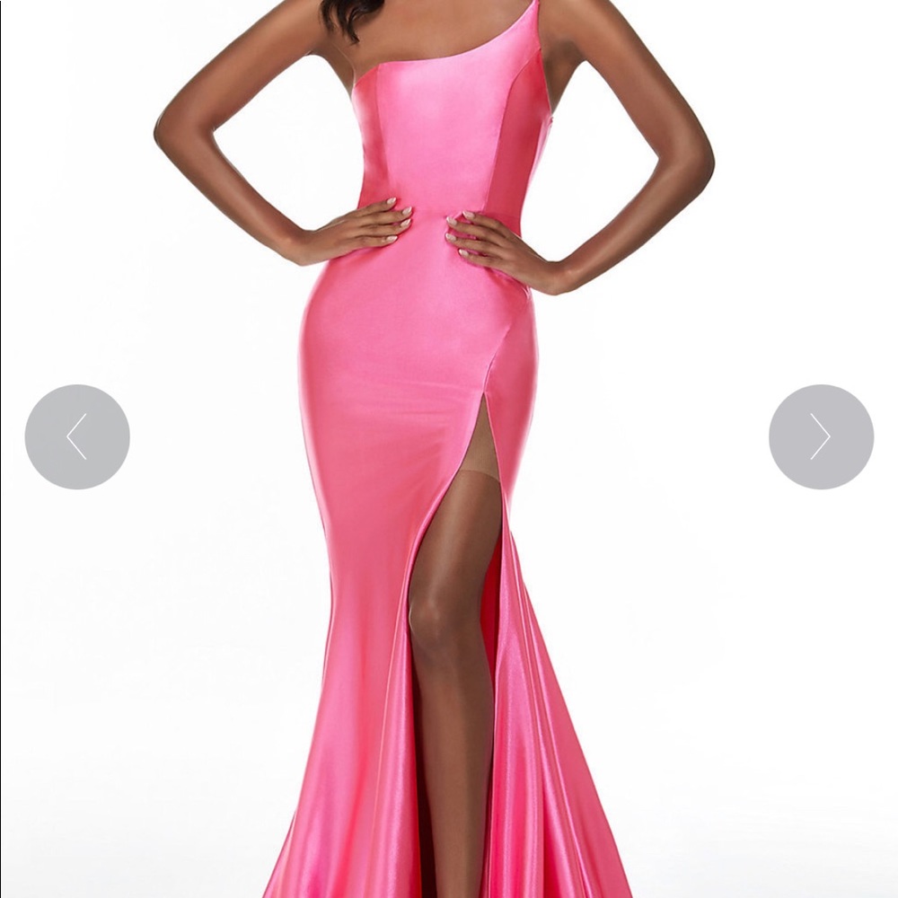 2022 Alyce Paris 61159 High Slit One Shoulder Satin Dress